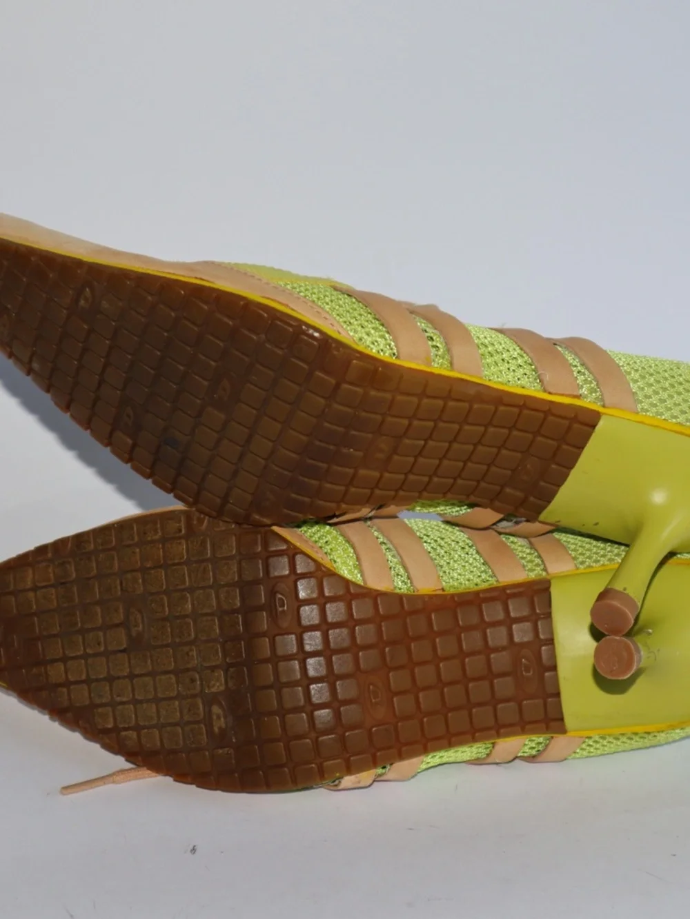 Vintage Diesel Stiletta Sporty Mesh Kitten Heels Pumps Y2K Lime Green Women's 8